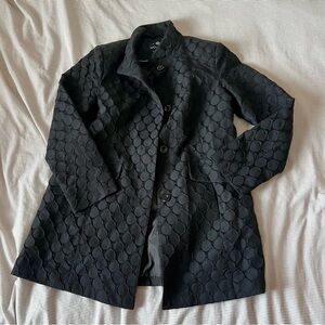 Elegant Black Polka Dot Trench Coat